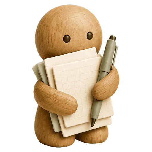 ノートとペンを持つBrownieのキャラクター